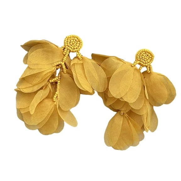 FENOHREFE Vintage Inspired Flower Petals Ear Rings Unique Colorful Chiffons Floral Earrings Fashion Accessories for Elegant Outfit