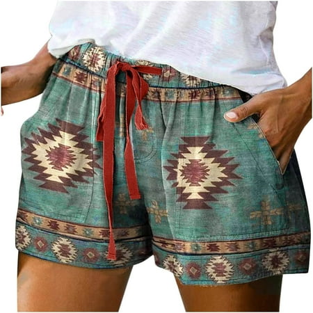 

HIBRO Women Casual Drawstring Shorts Summer Solid Color Elastic Waist Cotton Shorts Comfy Lightweight Pants With Pockets Tunic Women Short Sleeve Women s Short Socks