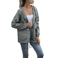 thumbnail image 4 of Sonducket Chubasquero ligero para mujer, impermeable, con capucha, cortavientos para exteriores, plegable, para senderismo, Camping, trajes para mujer Prendas para la parte del cuerpo Gris claro S, 4 of 6