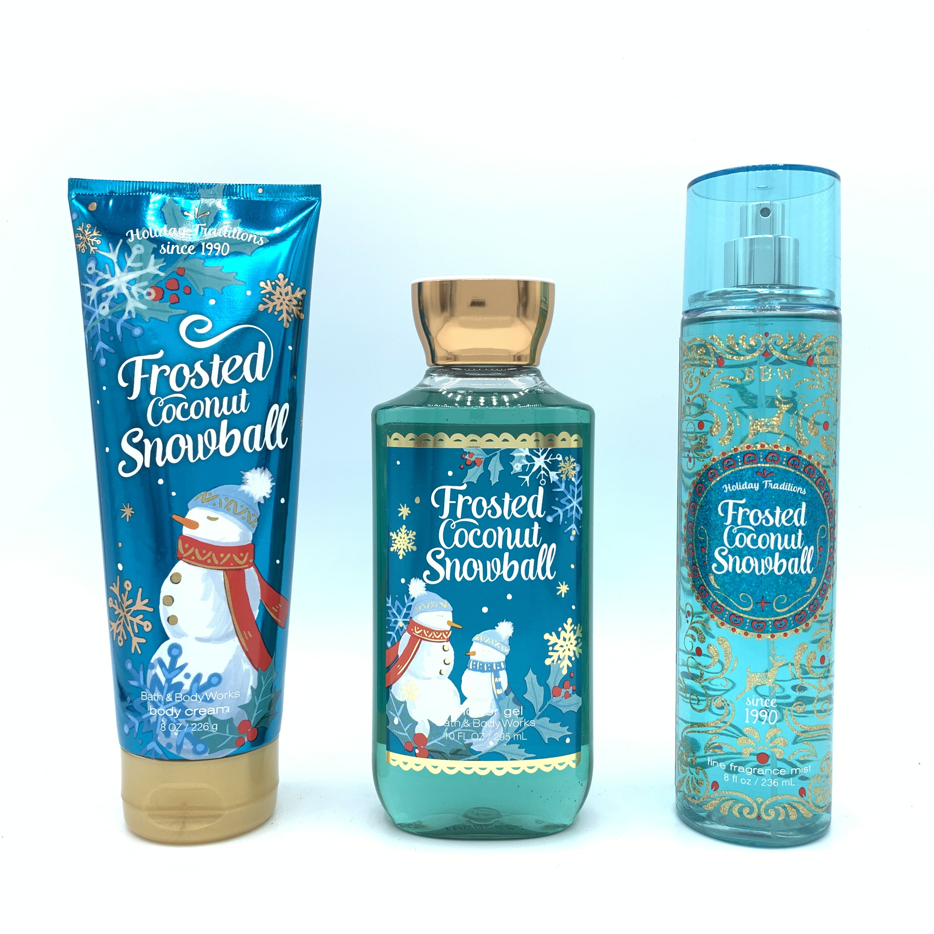 Bath And Body Works Frosted Coconut Snowball Body Cream Shower Gel And Fine Fragrance Mist 3