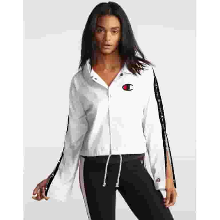 Zipper Tape Crop Champion Jacket Champion Life® Women's Zipper Tape Cropped Coaches Jacket-M