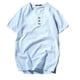 thumbnail image 2 of Blusas y camisas de manga corta con cuello en V para hombre, cómodas, lisas, de manga corta, con cuello en V, estilo jersey, informales, de poliéster., 2 of 4