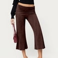 thumbnail image 6 of Aoiroe Capri Pants for Women Stretch Yoga Dress Pants with Pockets Bell Bottom Athletic Work Leggings Coffee S, 6 of 8