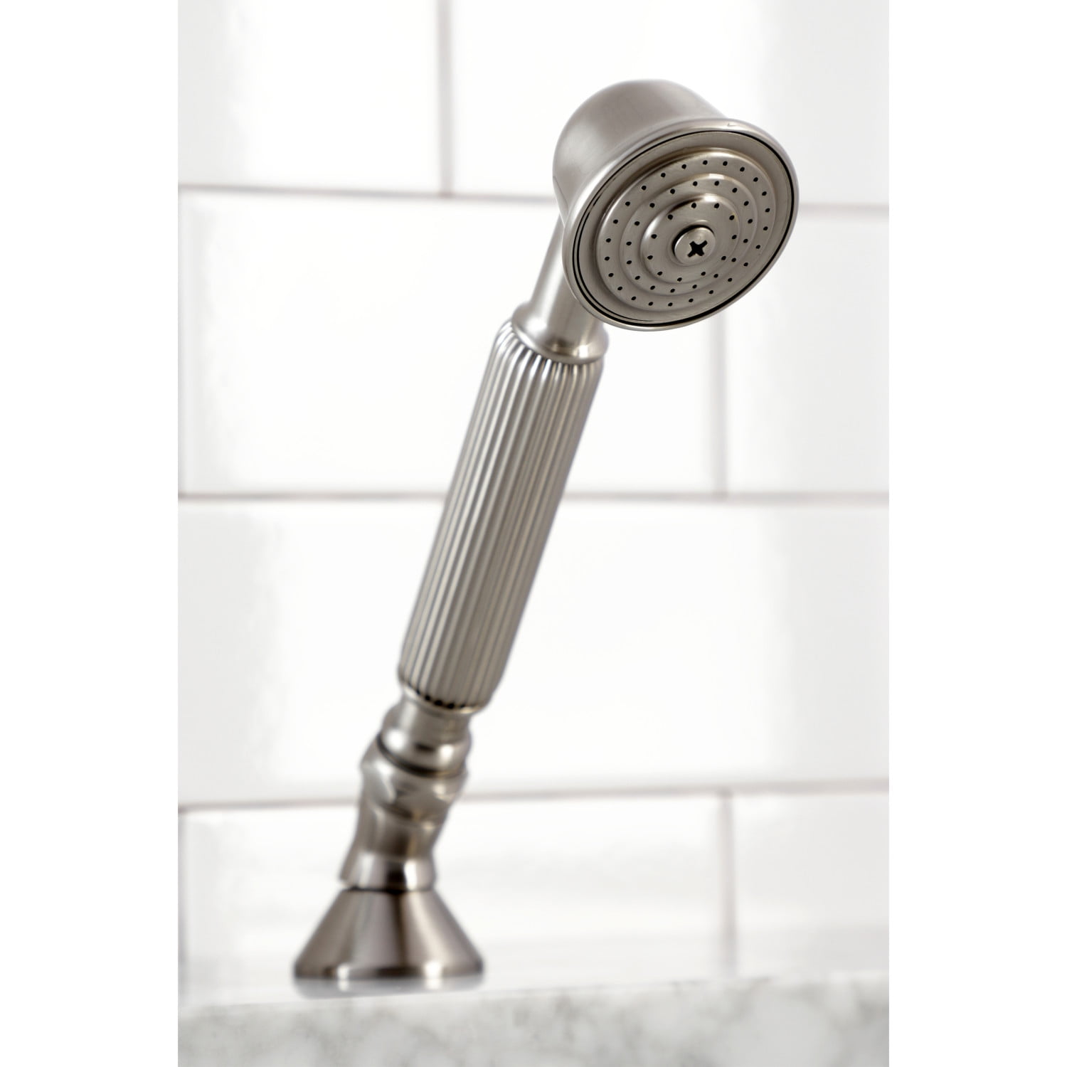 Kingston Brass KSK3358PXTR Deck Mount Hand Shower with Diverter for Roman Tub Faucet, Brushed Nickel