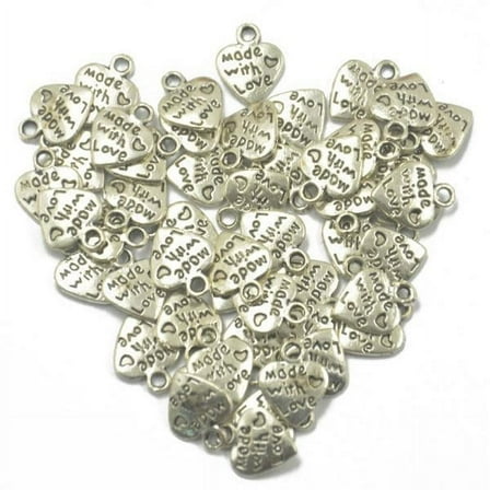 Milageto 3x50Pcs MADE WITH LOVE Heart Charms Pendants for Jewelry Making