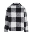 thumbnail image 6 of Patlollav Womens 2022 Fall/Winter Double Sided Plush Plaid Jacket Plus Size Black M, 6 of 6