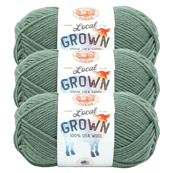 Lion Brand Yarn Local Grown Sagebrush Medium Wool Yarn 3 Pack