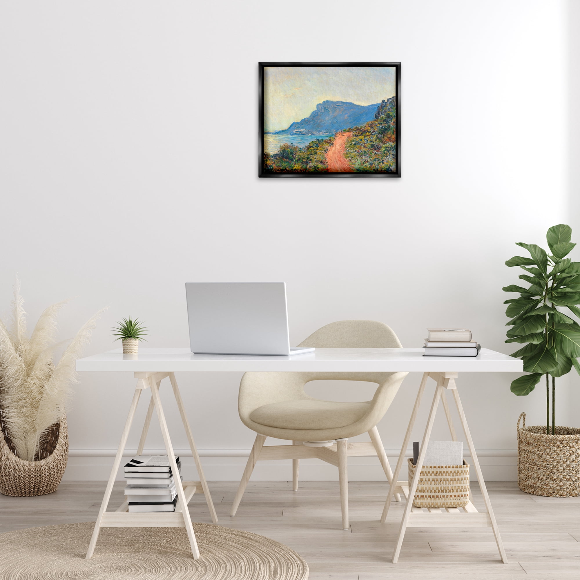 Stupell Industries Classic Monet Mountain Landscape Landscape & Nature Painting Black Floater Framed Canvas Art Print Wall Art, 21 x 17