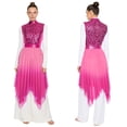 thumbnail image 2 of renvena Women Liturgical Praise Tunic Overlay Dress Lyrical Dance Contemporary Worship Hot Pink XL, 2 of 7