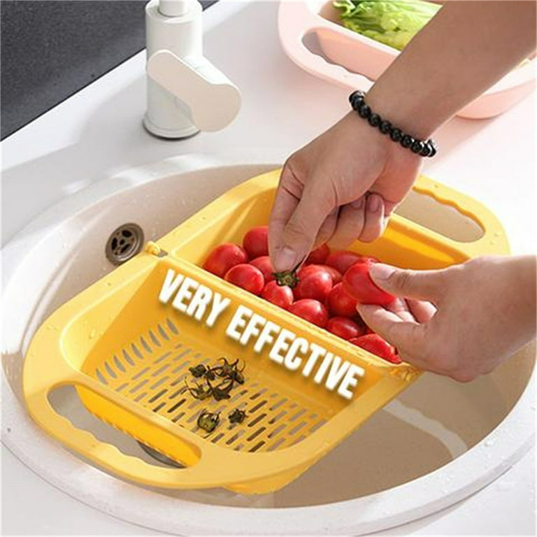 Lbecley Escurridor de Platos Inoxidable Expandible Foldable Leaking Basket Fruit Vegetable Container Sink Storage Basin Over Sink Cutting Board