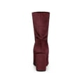 thumbnail image 4 of BLISSFUL STEP Women's Boots Foldable Faux Velvet Block Heel Mid Calf Ankle Boots Burgundy 6.5, 4 of 8