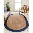 thumbnail image 2 of Unique Loom Braided Jute Solid Color Rug 8' x 10' Oval Natural/Navy Blue, 2 of 2