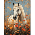 thumbnail image 1 of Qisvanset Framed Canvas Wall Art 12x16 Inch Wildflower Meadow White Horse Farmhouse Art, 1 of 5
