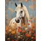 thumbnail image 1 of Qisvanset Framed Canvas Wall Art 12x16 Inch Wildflower Meadow White Horse Farmhouse Art, 1 of 5