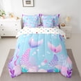 thumbnail image 2 of Manfei Cartoon Mermaid Girl Bedding Comforter Set 7pcs,Ocean Princess Queen Bedding Sets Super Cozy,Kawaii Sea Animal Queen Sheet Sets,Ultra Soft Home Decor,Reversible, 2 of 8