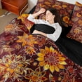 thumbnail image 4 of Manfei Exotic Style Bedding Comforter Set 7pcs for Teens Adults,Chic Floral Flowers Queen Bedding Sets Super Cozy,Vintage Aesthetics Queen Sheet Sets,Ultra Soft Home Decor,Reversible, 4 of 8