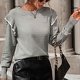 thumbnail image 5 of Lilgiuy Women Sweaters for Fall And Winter Fashion Casual Solid Color Long Sleeve Round-Neck Pullover Sweaterfor School College Library, 5 of 5