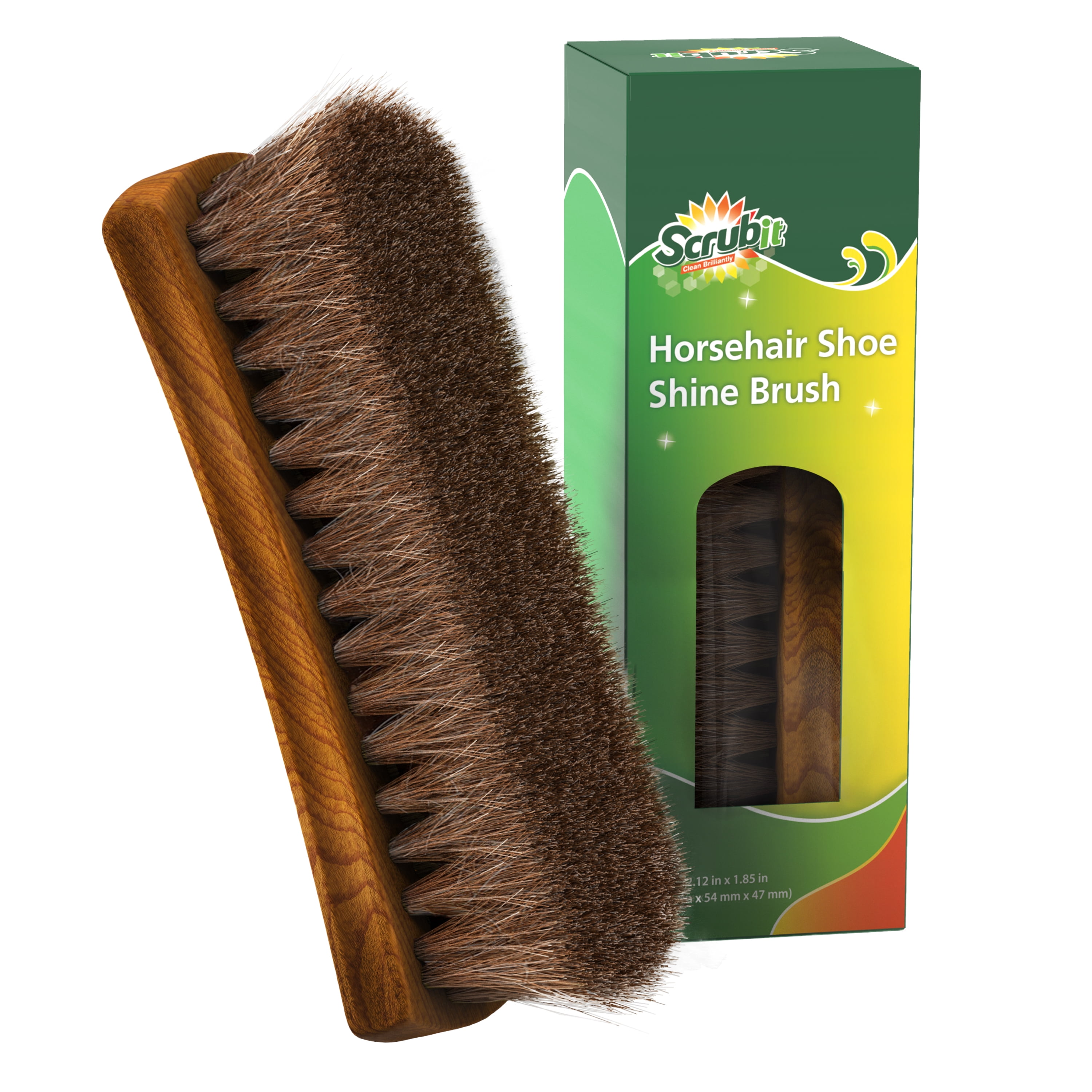 Horsehair Shoe Brush For Buffing Quality Footwear Shoes Boots Wooden Handle x 2 