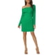 thumbnail image 2 of Vestido de suéter elegante de manga larga para mujer Inspire Chic, vestido mini ajustado de hombros descubiertos, XL, verde, 2 of 5