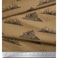 thumbnail image 3 of Soimoi Brown Velvet Fabric Stripe & Sydney Opera House Architectural Decor Fabric Printed Yard 58 Inch Wide, 3 of 3