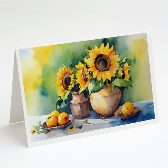 Sunflowers in Watercolor Greeting Cards and Envelopes Pack of 8 7 in x 5 in