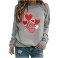 thumbnail image 3 of VKOYWKM Valentine's Day Tops for Women Long Sleeve Women Tops Heart Graphic Tees Holiday Valentines Day Tops Crew Neck Loose Fit Party T-Shirt, 3 of 4