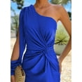 thumbnail image 2 of Women'S One Shoulder Long Sleeve High Split Cocktail Wedding Party Maxi Dress  Blue S, 2 of 6