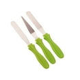thumbnail image 2 of Paleta Pequeña De Acero Inoxidable Juego de 3 espátulas verdes para hornear con raspadores rectos y curvos y cuchillo para alisar JASKFLY, 2 of 8
