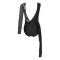 thumbnail image 2 of TiaoBug Lyrical Leotards for Womens Sheer Mesh Long Sleeve Figure Skating Dance Bodysuit Black XL, 2 of 7