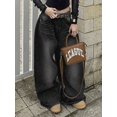 thumbnail image 4 of Dark Grey Wide-Leg High-Rise Loose Fit Denim Jeans For Women, 4 of 28