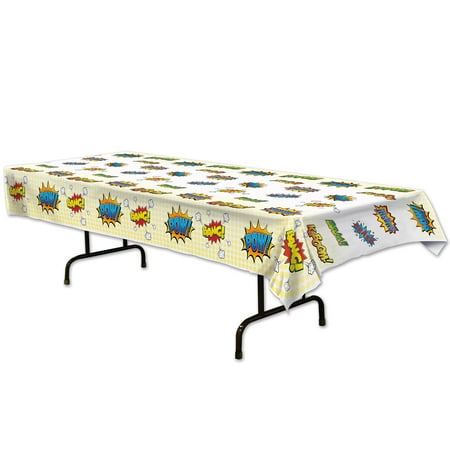 Pack of 6 Multi-Color Superhero Action Words Table Covers 108"