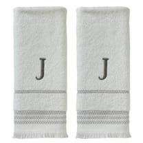 SKL Home Casual Monogram Hand Towel (2-Pack), "J", White