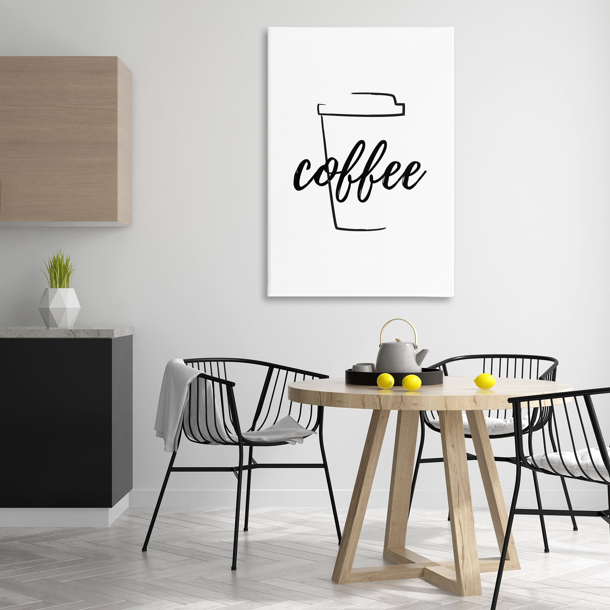 Stupell Industries Minimal Coffee Cup Food & Beverage Painting Gallery Wrapped Canvas Art Print Wall Art, 30 x 45