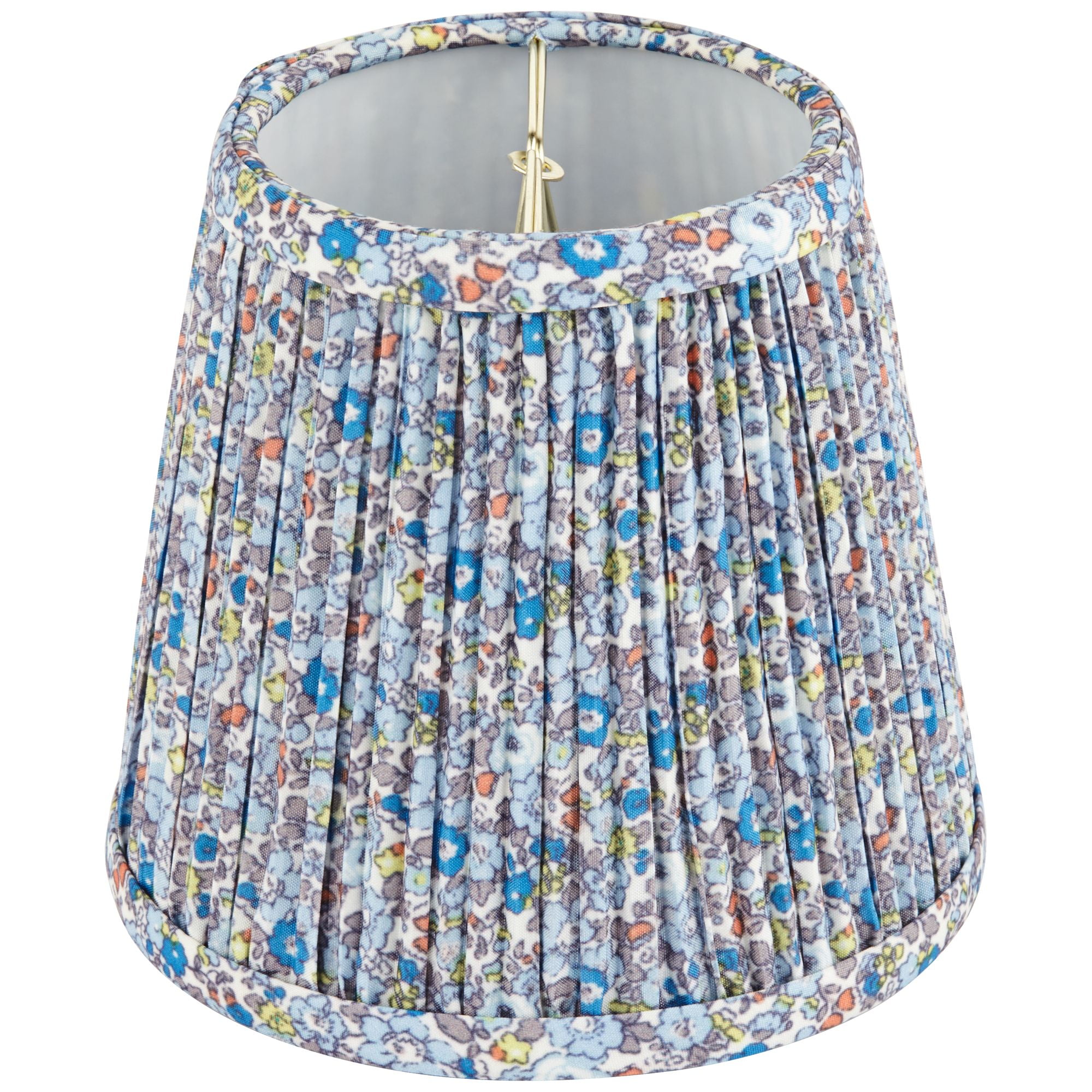 Springcrest 4" Top x 6" Bottom x 5 1/2" High x Print Lamp Shade Replacement Blue Floral Leaf Shirred Pleated Clip On Candelabra