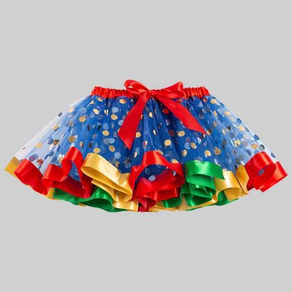 YHAJDS Girls Mesh Polka Print Layered Tutu Skirt with Lining Elastic Waist Performance Skirt