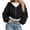 Black 01, variant on Workout Jackets for Women Solid Color Long Sleeve Zip Up Hoodie Casual Womens Cropped Jacket with Pocket Gray M