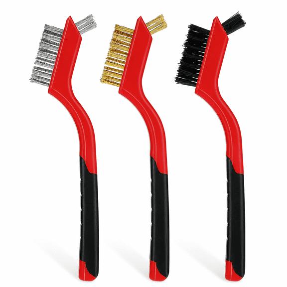 3PCS Multi-Material Cleaning Brushes – Ergonomic Handle Wire Brushes for Rust & Grime Removal