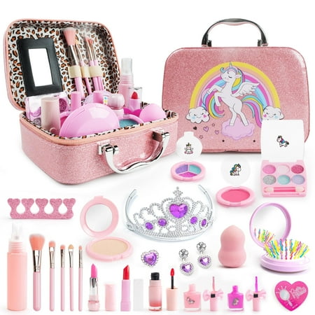 JBee Ctrl Kids Makeup Set for Girls Washable Real Cosmetic Safe & Non-Toxic Little Girl Makeup Kit Toys for Girls 3 4 5 6 7 8 9 10 Year Old Birthday Christmas Gift for Kids Toddler Girl