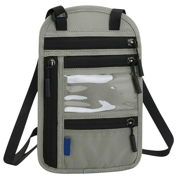 Bolso funcional para pasaporte RFID Bolso bandolera para el hombro Funda protectora para documentos en el extranjero