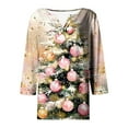 thumbnail image 5 of XUNKUSGA Christmas Womens Shirts V Neck 3/4 Length Sleeve Tops for Women Trendy Casual Loose Fit Basic Womens T Shirts Lightweight Comfortable Shirt for Women S-3XL Pink, 5 of 5