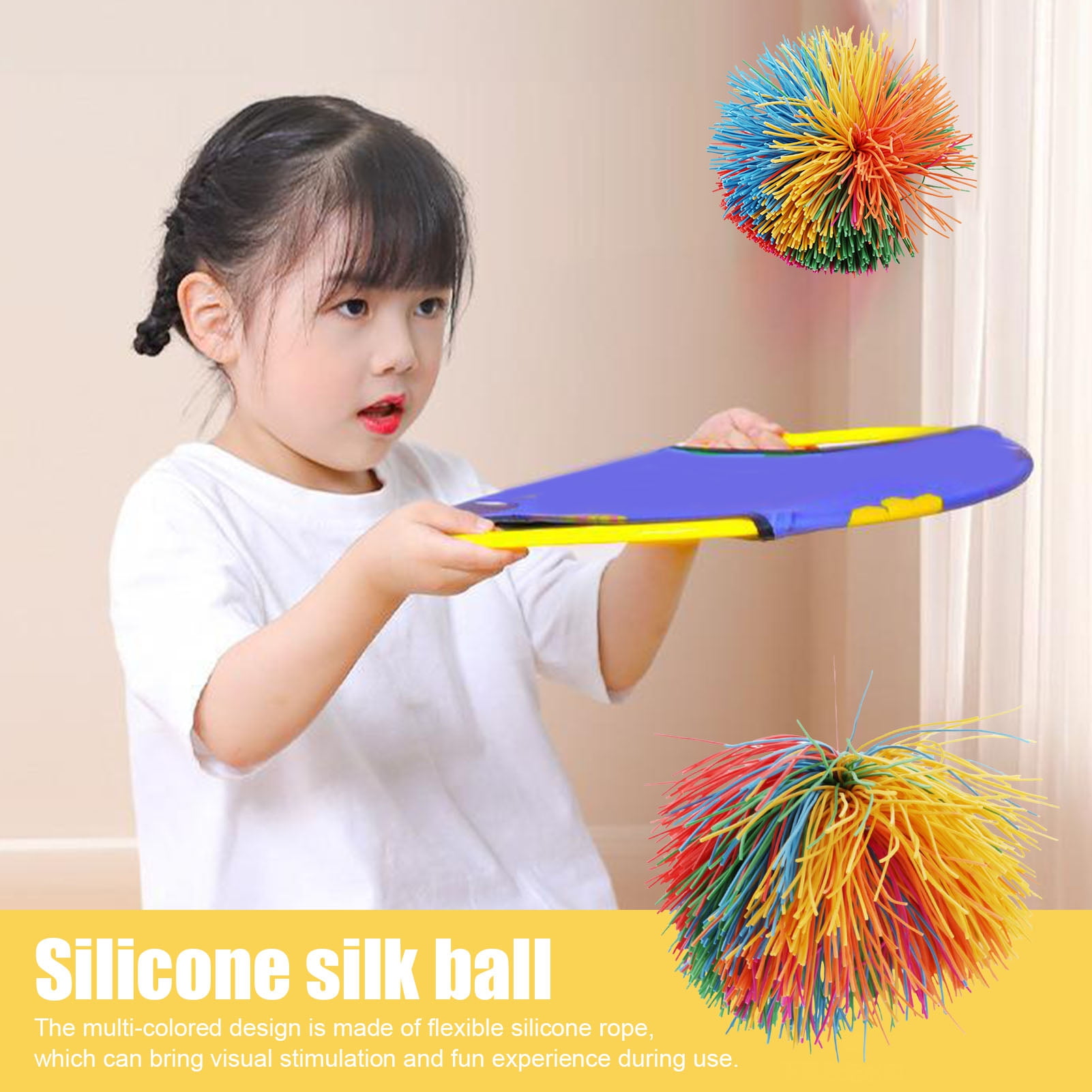 Toudaret 10Pcs Silicone Monkey Stringy Ball Anxiety Relief Colorful Sensory Ball Portable Travel Fidget Ball Bouncy Pom Stress Ball Party Favors