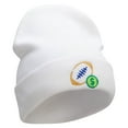 thumbnail image 4 of Football Bet Embroidered 12 Inch Long Knitted Beanie - White OSFM, 4 of 5