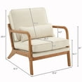 thumbnail image 3 of Oak Armrest Oak Upholstered Single Lounge Chair Indoor Lounge Chair Off-White, 3 of 33