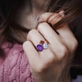 thumbnail image 3 of Everly Women's 4 3/4ct TGW African-Amethyst Sky Blue Topaz and Garnet Rose Silver 3-Stone Open Ring, 3 of 9