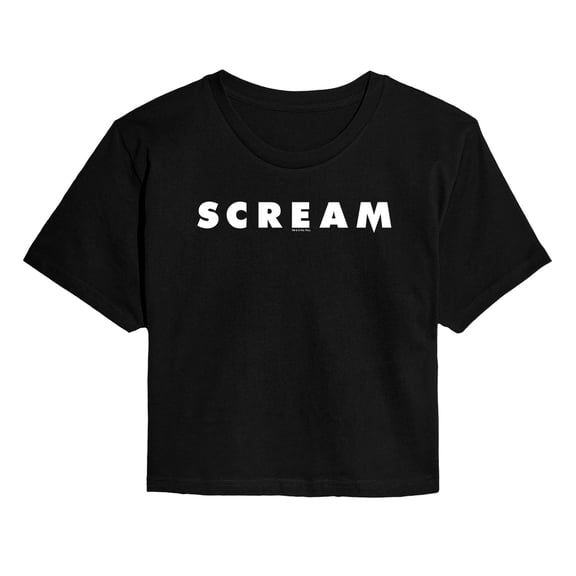 Scream - White Logo - Juniors Cropped Graphic T-Shirt
