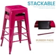 thumbnail image 3 of Stackable Metal Bar Stools Set of 2, Counter Height Bar Stools 24 Inches Industrial Bar Chairs Patio Stool, Backless Stool Indoor Outdoor Classroom Kitchen Stools Bar Chairs(Rose Red), 3 of 8