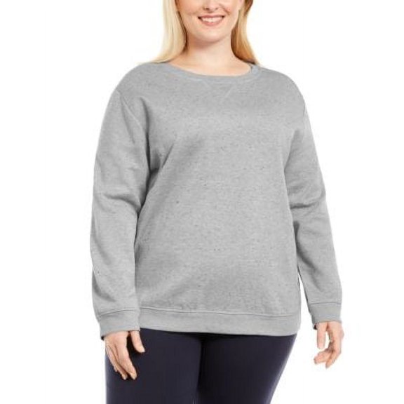 MSRP $25 Karen Scott Plus Size Nep Crewneck Sweatshirt Gray Size 1X
