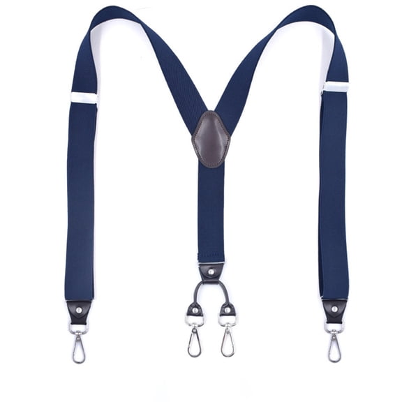 Men's Y-Back Wide 4-Clips Adjustable Suspenders,Male Vintage Casual Wedding Party Trousers Strap Husband's Gift(Dark Blue)