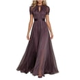 thumbnail image 3 of Tqcoqu Women High Neck Lace Puff Sleeve Maxi Dress,Flowy Formal Plus Size Gown for Women ,Purple Women's XS-XXXXXL, 3 of 6