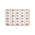 thumbnail image 1 of Ice Cream Wall Art with Frame, Colorful Summer Apple Worms Hearts and Bows Strawberries, Printed Fabric Poster for Bathroom Living Room, 35" x 23", White Multicolor, by Ambesonne, 1 of 2